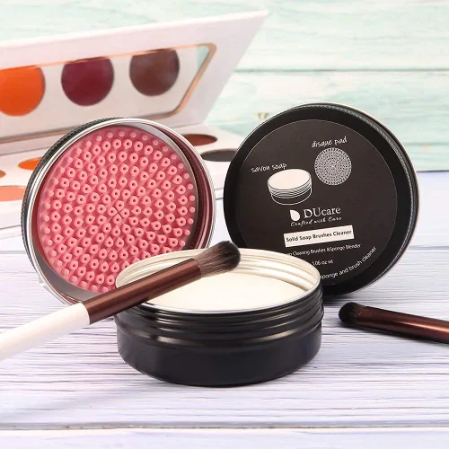 Vista 4 de DUcare Limpiador de Brochas de Maquillaje Champú Jabón Sólido Tapete de Limpieza de Brochas Elimina Color Cosmético Almohadilla Limpiadora