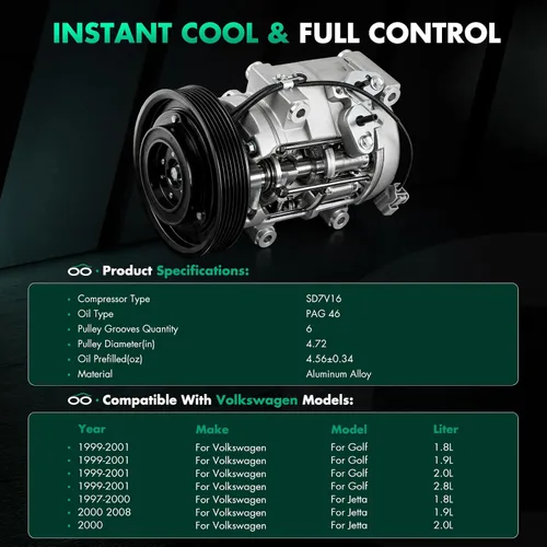 Vista 3 de SCITOO Compresor de CA para Volkswagen para Jetta 2.0L 2000