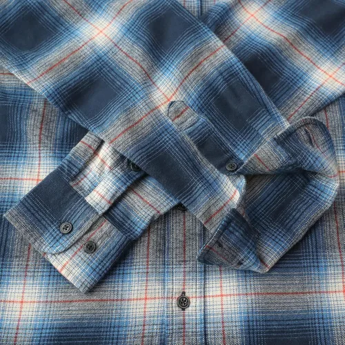 Vista 4 de Dubinik Camisa de franela, para hombre, de manga larga, a cuadros, suave, 100% algodón, informal, con botones, ajuste regular