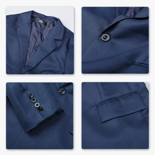 Vista 23 de YUNCLOS Chaqueta blazer casual de 1 botón con solapa con muescas para hombre