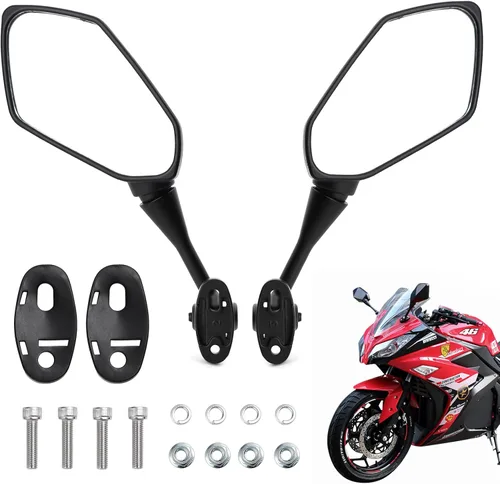 Vista 7 de Mokuo Espejo retrovisor para motocicleta en material de vidrio HD Compatible con Honda CBR600 CBR250 CBR300 CBR500 Ninja 250R Suzuki GSXR 750
