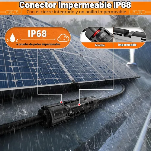 Vista 5 de PEBA Kit de herramientas de prensado, crimpadora solar para cable de panel solar AWG 16-10, con 6 pares de conectores solares IP68 y 1 par de llave