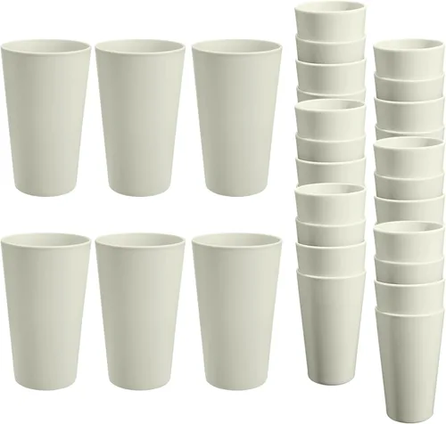 Vista 18 de Juego de 24 vasos de plástico irrompibles, vasos de plástico reutilizables de 20 onzas, vasos de agua apilables, vaso para beber para cocina
