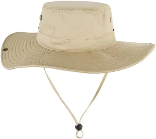 Vista 5 de Sombrero de pesca Sun Boonie de ala ancha para exteriores con protección UV de verano con cordón de barbilla lateral