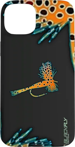 Vista 9 de Funda para iPhone 16 con mosca y pesca con moscas secas de piel de trucha por Black Fly Case