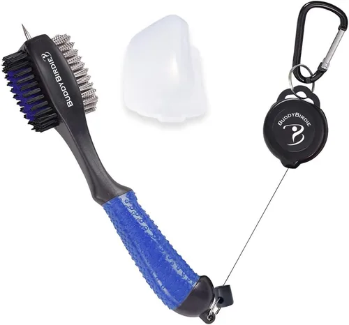 Vista 11 de Cepillo retráctil para palos de golf Cepillo doble de gran tamaño, agarre ergonómico, limpiador de ranuras retráctil y cordón