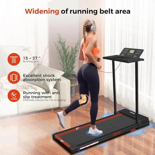 Vista 5 de Foldable Treadmills for Home, 3.0HP Walking pad Treadmill with Handle Bar, Portable Electric Treadmill with Handles, 12 Preset Programs, LED Display