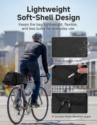 Vista 6 de KEMIMOTO Bolsa trasera para bicicleta – 8L PVC resistente al agua bolsas para bicicleta trasera de bicicleta, alforja para maletero de bicicleta