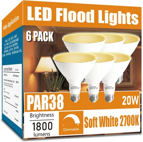 Vista 11 de Gonhom Par38 Bombillas LED de Inundación para Exteriores, Regulables 1800LM, 20W Reemplaza hasta 200W, Bombillas de Inundación para Exteriores