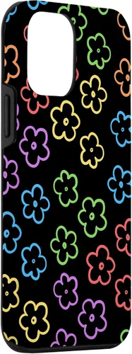 Vista 3 de Funda para iPhone 12 Mini con diseño de flores silvestres colorida y floral negra