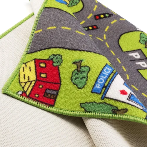 Vista 6 de Alfombra grande para niños de 52 x 32 pulgadas con parte trasera antideslizante, alfombra de juego de la vida urbana para jugar con juguete