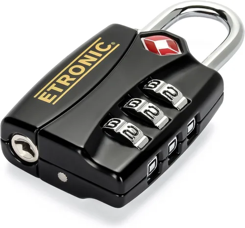 Vista 4 de Etronic Cerradura aprobada por la TSA, TSA, indicador de alerta abierta, combinación reiniciable, cerradura de equipaje aceptada por la TSA, 1-316