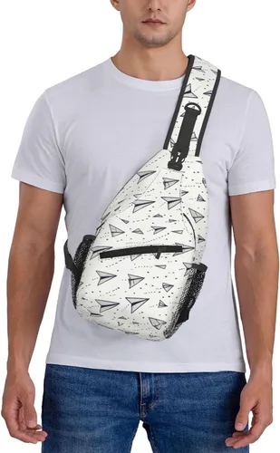 Vista 7 de Small Crossbody Bags for Women Men - Vintage Paper Airplane Print Adjustable Shoulder Bag Fanny Packs Belt Sling Bag Crossbody Purses Backpack for