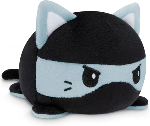 Vista 6 de TeeTurtle - Peluche reversible de gato siamés de 4 pulgadas Gato siamés feliz + enojado