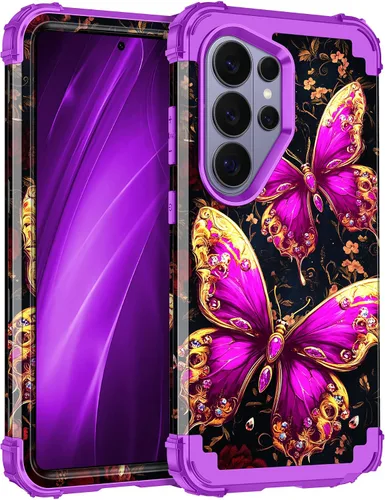 Vista 91 de Miqala Funda para Galaxy S21 FE 5G, brilla en la oscuridad, tres capas, resistente, protección a prueba de golpes, parachoques de plástico