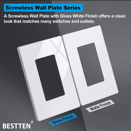 Vista 7 de BESTTEN - Placa de pared decorativa sin tornillos de 1 banda, tamaño mediano de 4.88 pulgadas de alto x 3.11 pulgadas de ancho, USWP6 blanco nieve