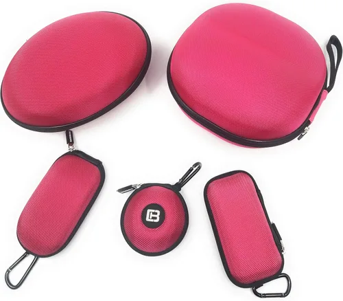 Vista 9 de Funda de transporte para auriculares ovalada rígida Protección de bolsa de viaje compatible con auriculares plegables Nylon balístico rosa