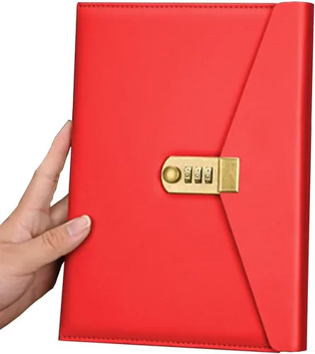 Vista 4 de ARRLSDB Lock Diary Leather Journal Writing Notebook Planner Organizer Digital Password Notebook Locking Personal Diary (Black)