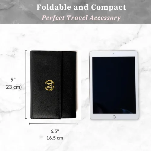 Vista 5 de COSMIYA Joyero de viaje personalizado con inicial, regalos personalizados con monograma para mujeres, regalos de dama de honor, organizador de joyas
