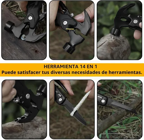 Vista 5 de martillo multiherramienta 14 en 1 multiherramienta para hombres camping multiherramientas al aire libre llave martillo alicates 5.4 "EDC