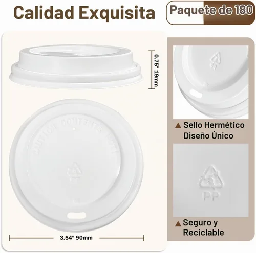 Vista 2 de Paquete de 180 tapas para tazas de café, tapa de plástico para vasos