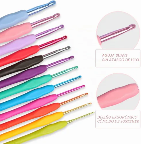 Vista 3 de KOKNIT Juego de 12 ganchos de ganchillo, mango ergonómico para manos artríticas, agujas de ganchillo cómodas y suaves, agujas de tejer extralargas
