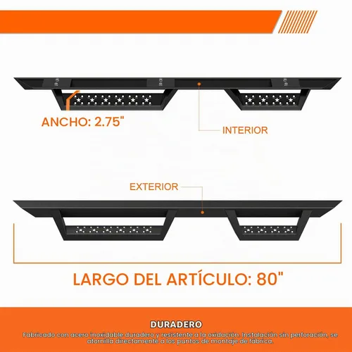Vista 3 de Estribos de barras Nerf de 2.75 pulgadas, color negro, compatibles con Chevy Silverado/GMC Sierra Extended Cab (par)
