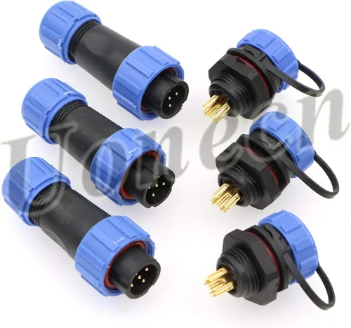 Vista 3 de Uonecn 3 unids SP13 IP68 conectores impermeables 2 Pin LED de alta potencia 2 pin enchufe de alimentación conector circular kit macho enchufe hembra