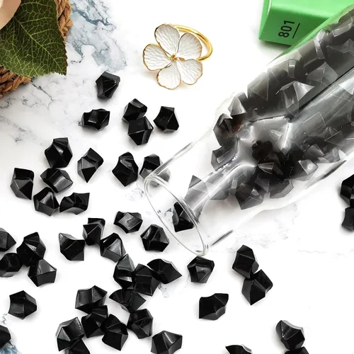 Vista 6 de Rellenos de Jarrón Negros para Decoración del Hogar, Cubitos de Hielo Triturado Falsos, Rellenos de Jarrón, 150 piezas Cubitos de Hielo Falsos