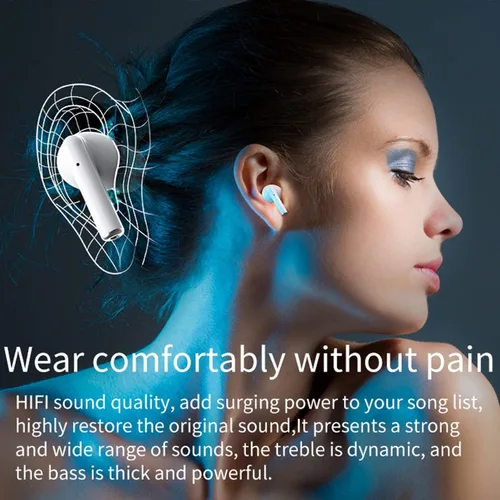 Vista 5 de Auriculares inalámbricos, auriculares Bluetooth inalámbricos en el oído con micrófono ENC con cancelación de ruido, 30 horas con estéreo de alta