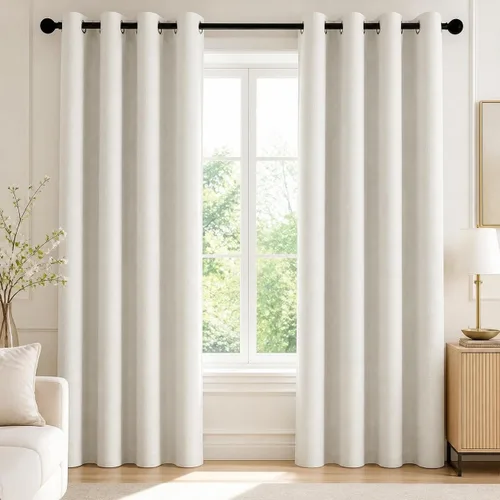 Vista 102 de Deconovo Cortinas opacas 100% con forro negro, cortinas con ojales aisladas térmicamente que reducen el ruido, doble capa para oscurecer