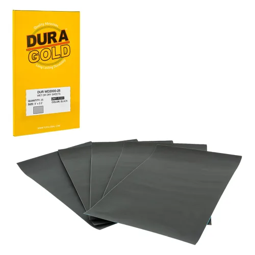 Vista 7 de Dura-Gold Hojas de papel de lija húmedas o secas de 5-1/2 x 9 pulgadas, variedad de grano 150, 220, 320, 400, 600 (5 cada una, 25 en total) - Lijado