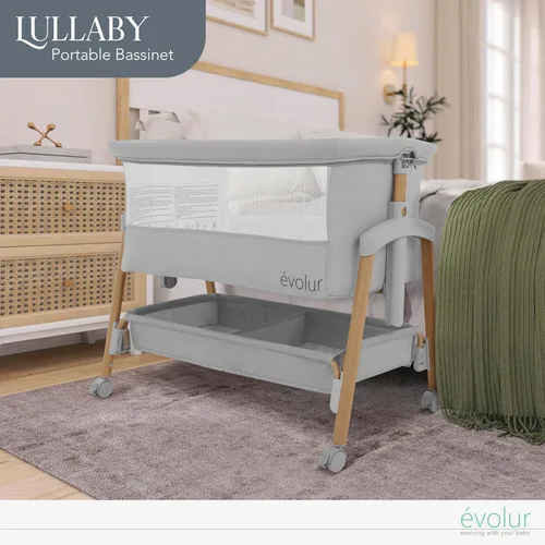 Vista 2 de évolur Lullaby - Moisés portátil con ruedas, cama de noche ajustable, laterales de malla transpirable, cesta de almacenamiento grande, fácil