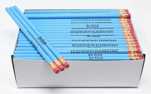 Vista 9 de Pencil Guy Lápices redondos impresos personalizados promocionales.-500 por caja Rosado