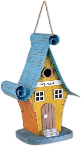 Vista 4 de Sunset Vista Designs 93635 Gnomo Collection Birdhouse, rosa intenso y verde Rosa Hot & Verde