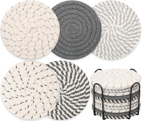 Vista 8 de Billbotk Juego de 10 posavasos bohemios para bebidas, juego de posavasos absorbentes para decoración del hogar, decoraciones de otoño para el hogar