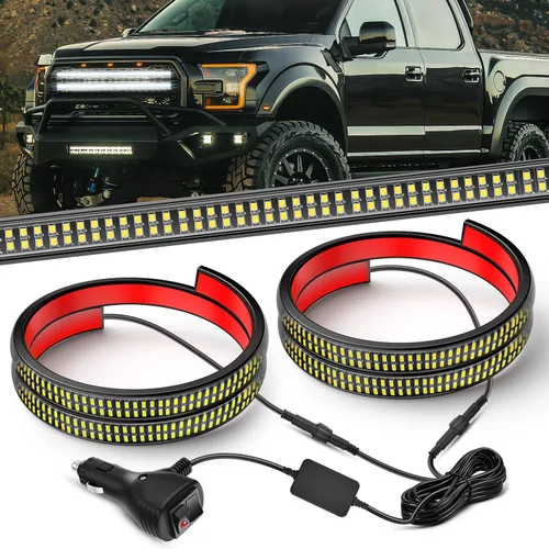 Vista 24 de Nilight 2 piezas de 24 pulgadas de tira de luces estroboscópicas para parrilla de camiones, 384 LED, luz de emergencia ámbar, flexible, intermitente