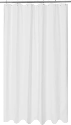 Vista 12 de Forro de cortina de ducha en relieve de microfibra para cabina de 48 x 72 pulgadas, cortina de baño de tela suave lavable y repelente al agua, Blanco