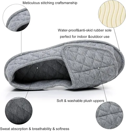 Vista 31 de Git-up -Pantuflas para mujer con diabetes/artritis/edema, cierre ajustable, espuma viscoelástica, punta abierta, extra ancha