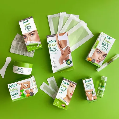 Vista 7 de Nad's Tiras de cera depilatoria para el cuerpo para mujeres en casa más 4 toallitas de aceite calmante, 24