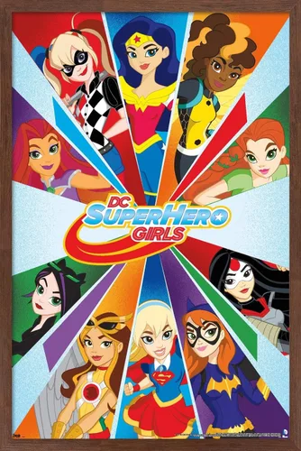 Vista 16 de Trends International DC Comics DC Superhero Girls - Póster de collage de pared, 22.4 pulgadas de largo x 14.7 pulgadas, versión enmarcada de madera