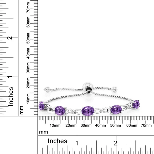 Vista 121 de Gem Stone King Pulsera de tenis de diamantes cultivados en laboratorio con piedra natal de 3-6 quilates para mujer, plata de ley 925, ovalada