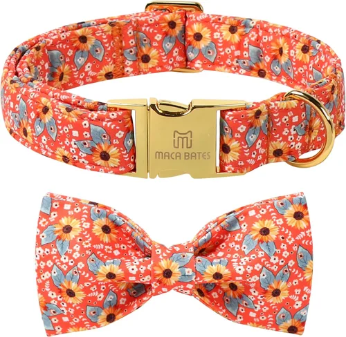 Vista 39 de Collar de perro a cuadros de búfalo amarillo otoñal con pajarita elegante Otoño-Lazo-Cuadros Amarillo