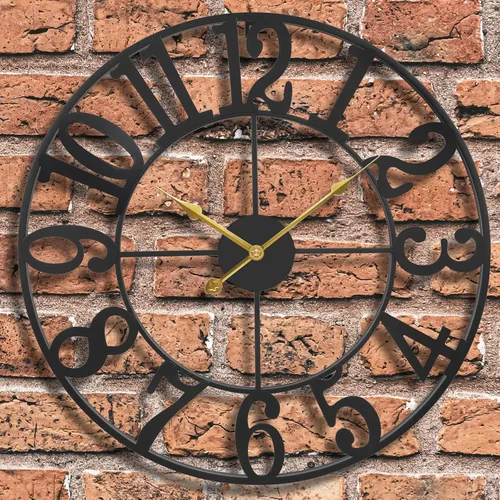 Vista 16 de Reloj de pared grande para exteriores, silencioso sin tictac, funciona con pilas, reloj de pared de metal moderno negro para patio, porche, área