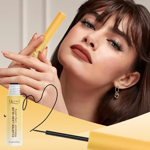 Vista 9 de QUEWEL Pegamento de racimo de pestañas para extensiones de pestañas de 0.2 fl oz, resistente al agua y de larga duración, agarre súper fuerte