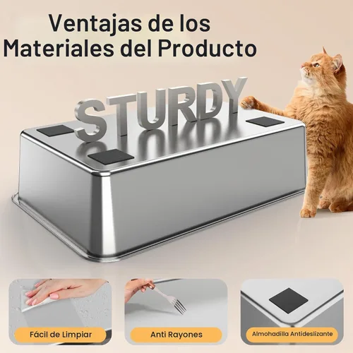 Vista 7 de Paquete de 2 cajas de arena de acero inoxidable con tapa, caja de arena extra grande cerrada de metal para gatos grandes y varios gatos, fácil