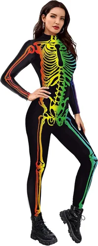Vista 2 de KatchOn Body de esqueleto multicolor - Disfraz de Halloween para mujer