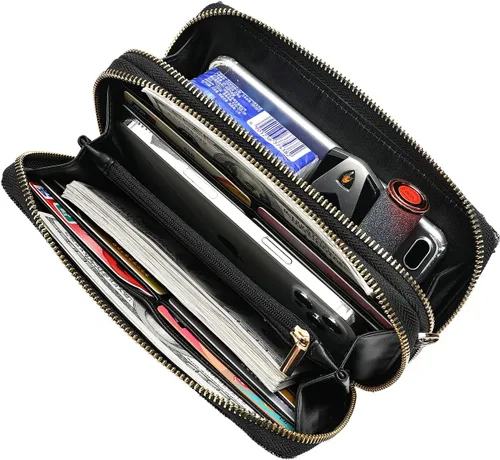 Vista 8 de Lanyani Cartera cruzada RFID con bolsillo para teléfono para mujer, cuero vegano