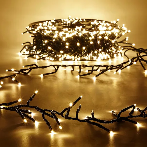 Vista 8 de Tira de luces de Navidad de 1000 LED de color blanco cálido de 49 pies para exteriores, con 8 modos, impermeable IP44, enchufable, para árbol