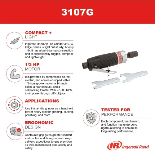 Vista 7 de Ingersoll Rand Amoladora de troqueles neumática de 1/4 pulgadas 3107G